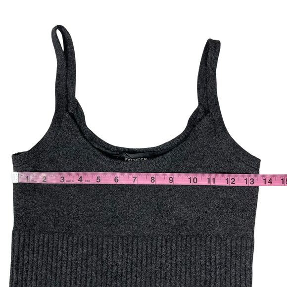 Express Women’s Strappy Ribbed Knit Midi Dress Medium Charcoal Gray Bodycon NWT - Picture 7 of 10